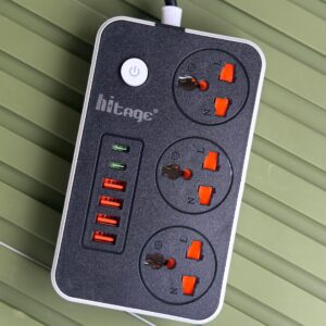Hitage EW-41 Pro Power Strip | 2000W | 3 Power Sockets + 4 USB + 2 Type-C Ports